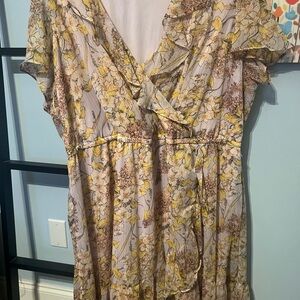 Floral Wrap Dress with Ruffle Details